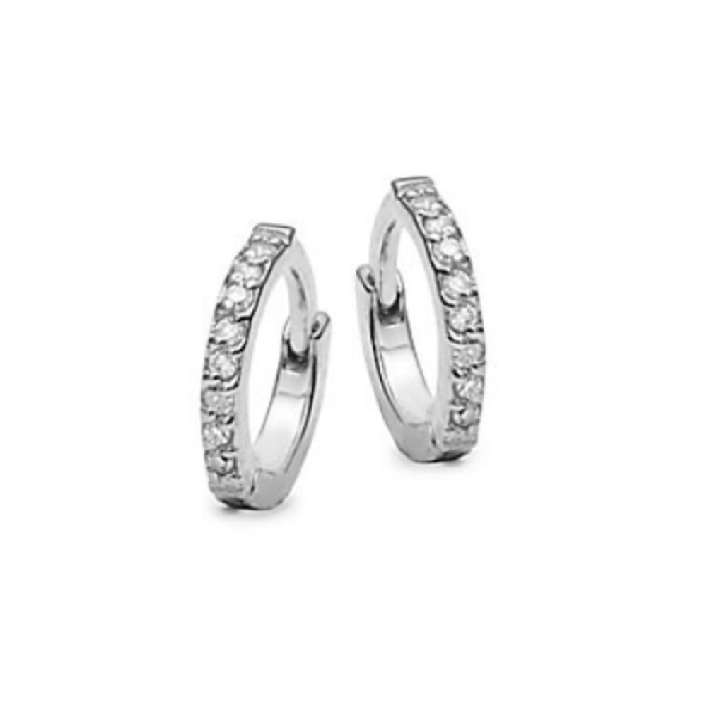 SALEπ€ Last One! Real Diamond 14k White Gold Huggie earring - Picture 5 of 17